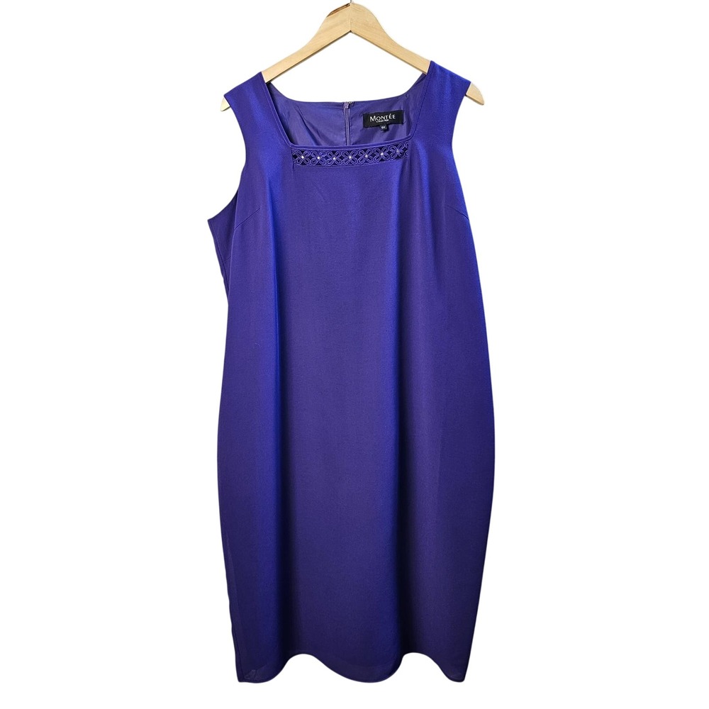 Montée Collection Purple Sleeveless Dress with Decorative Neckline Detail